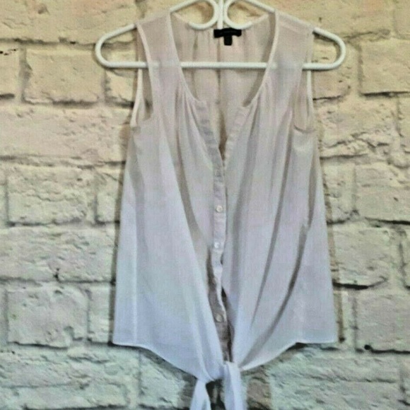Le Chateau White Sleeveless Tie Front Sheer Top - Picture 1 of 4